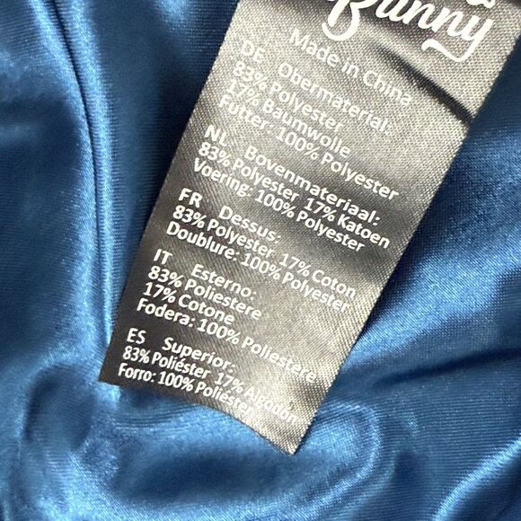 Hell Bunny Wake Up Skull Bomber Jacket 2XL 14 US Blue Goth Rockabilly Retro - Picture 7 of 12